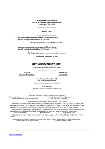 Thumbnail Redwood Trust 10-Q Quarterly Report FY 