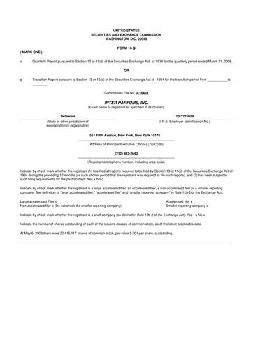 Thumbnail Interparfums 10-Q Quarterly Report FY 
