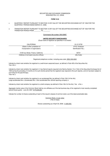 Thumbnail United Security Bancshares 10-Q Quarterly Report FY 