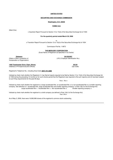 Thumbnail Middleby 10-Q Quarterly Report FY 