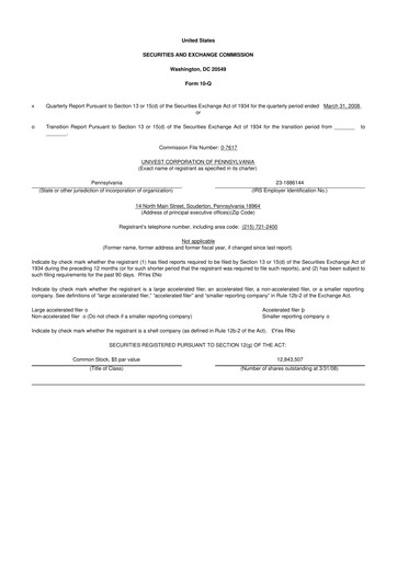 Vorschaubild Univest Financial Corporation 10-Q Quartalsbericht  