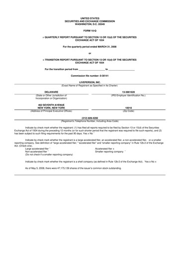 Thumbnail LivePerson 10-Q Quarterly Report FY 