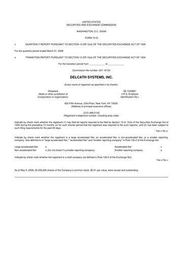 Thumbnail Delcath Systems 10-Q Quarterly Report FY 