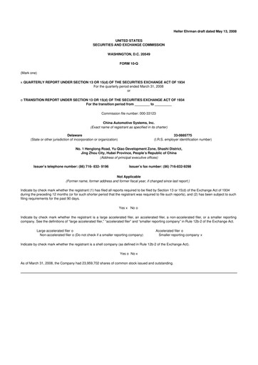 Thumbnail China Automotive Systems 10-Q Quarterly Report FY 