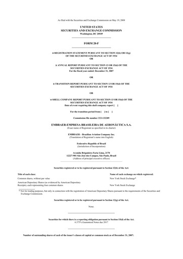 Thumbnail Embraer 20-F Annual Report 