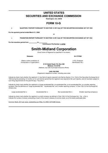 Miniature Smith-Midland Corporation 10-Q Rapport trimestriel  
