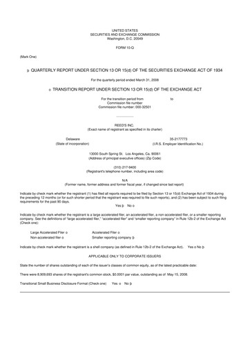 Vorschaubild Reed's, Inc. 10-Q Quartalsbericht  