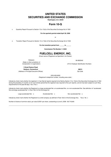 Thumbnail FuelCell Energy
 10-Q Quarterly Report FY 