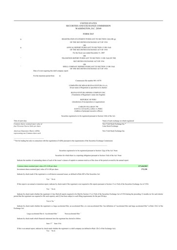 Thumbnail Buenaventura Mining Company  20-F Annual Report 