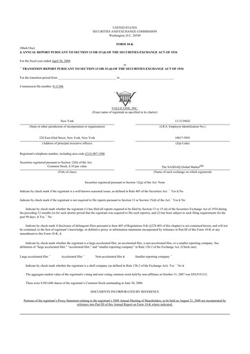 Thumbnail Value Line 10-K Annual Report 