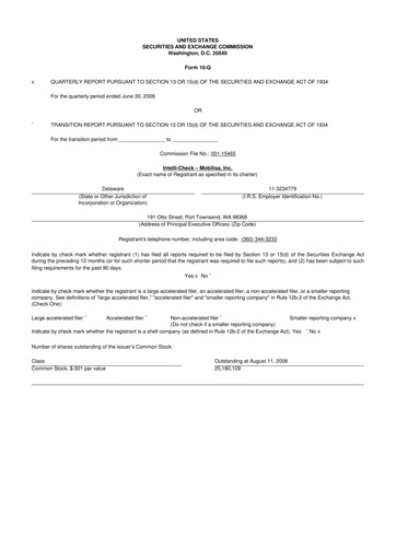 Miniature Intellicheck 10-Q Rapport trimestriel  