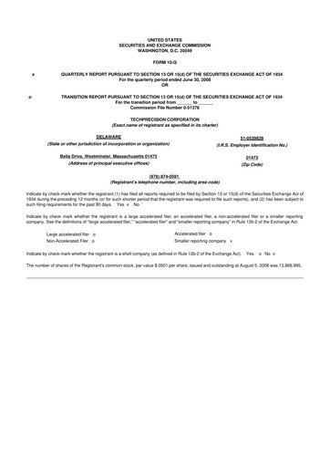 Miniature TechPrecision 10-Q Rapport trimestriel  