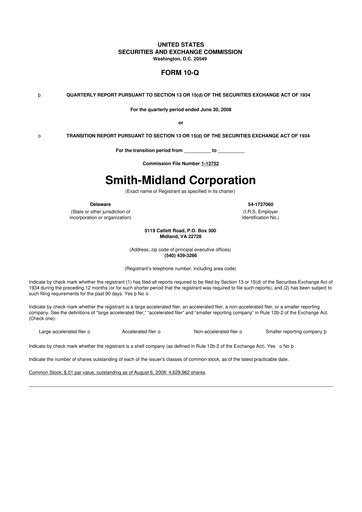 Miniature Smith-Midland Corporation 10-Q Rapport trimestriel  
