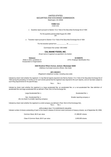 Thumbnail Cal-Maine Foods 10-Q Quarterly Report FY 