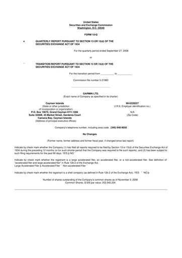 Vorschaubild Garmin 10-Q Quartalsbericht  