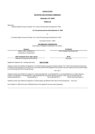 Thumbnail Middleby 10-Q Quarterly Report FY 