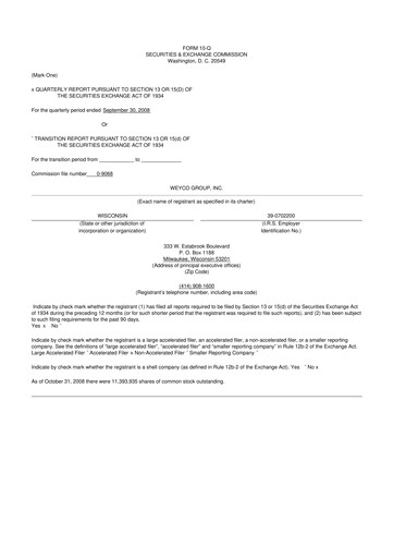 Thumbnail Weyco Group 10-Q Quarterly Report FY 