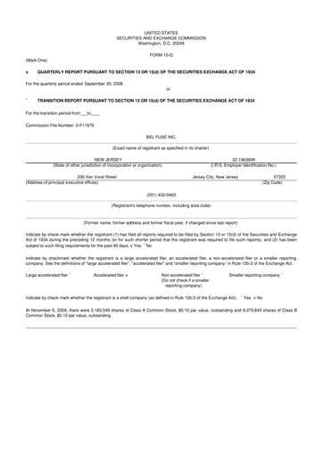 Miniature Bel Fuse 10-Q Rapport trimestriel  