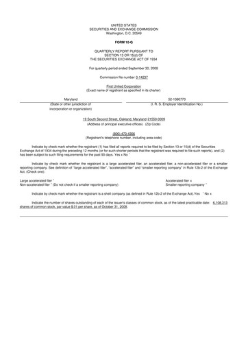Thumbnail First United Corporation 10-Q Quarterly Report FY 