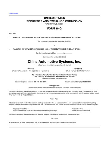 Thumbnail China Automotive Systems 10-Q Quarterly Report FY 