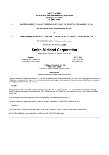 Miniature Smith-Midland Corporation 10-Q Rapport trimestriel  