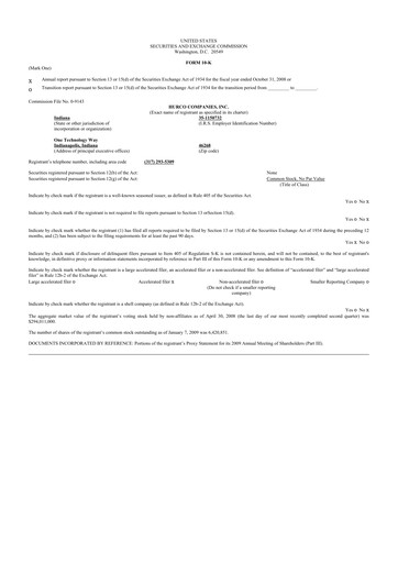 Thumbnail Hurco Companies 10-K Annual Report 