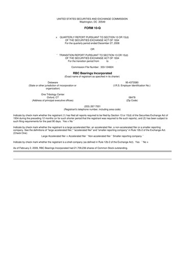 Thumbnail RBC Bearings 10-Q Quarterly Report FY 