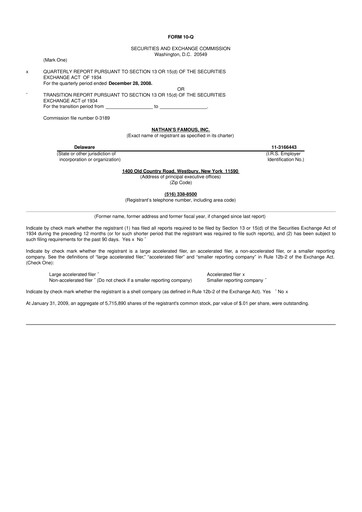 Miniature Nathan's Famous 10-Q Rapport trimestriel  