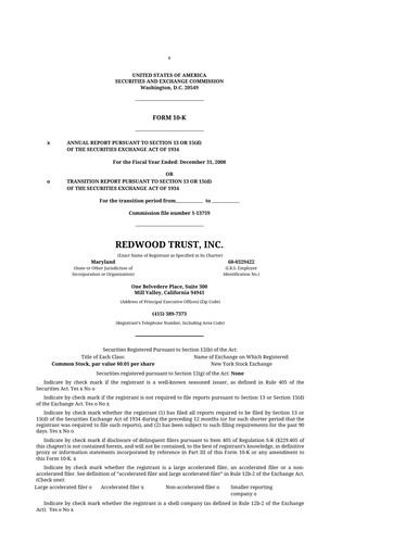 Thumbnail Redwood Trust 10-K Annual Report 