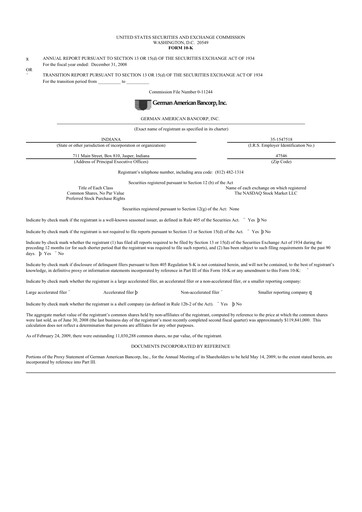 Thumbnail German American Bancorp 10-K Annual Report 