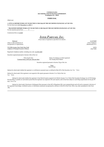 Thumbnail Interparfums 10-K Annual Report 