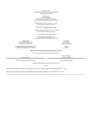 Thumbnail One Liberty Properties 10-K Annual Report 