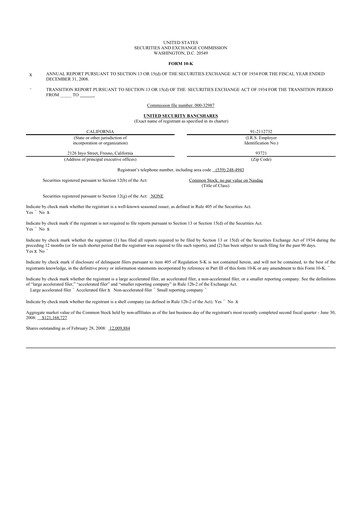 Thumbnail United Security Bancshares 10-K Annual Report 