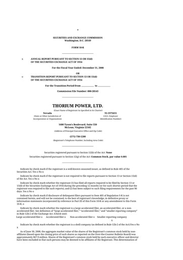 Thumbnail Lightbridge Corporation 10-K Annual Report 