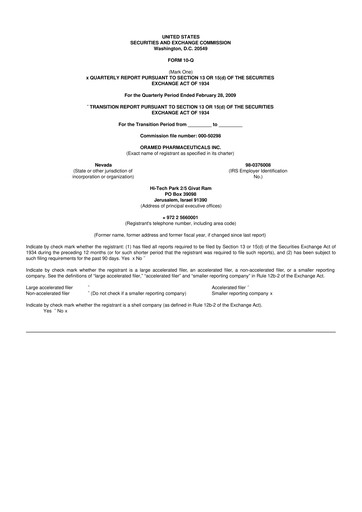 Thumbnail Oramed Pharmaceuticals 10-Q Quarterly Report FY 