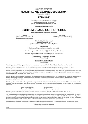 Miniature Smith-Midland Corporation 10-K Rapport annuel 