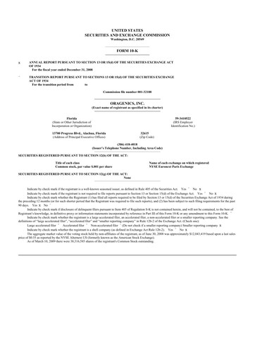 Vorschaubild Oragenics 10-K Jahresbericht 