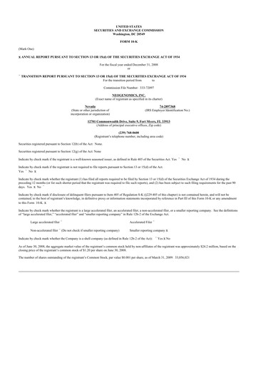 Thumbnail NeoGenomics
 10-K Annual Report 