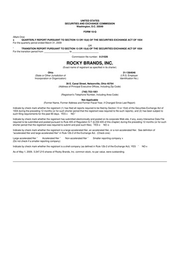 Thumbnail Rocky Brands 10-Q Quarterly Report FY 