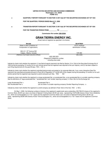 Vorschaubild Gran Tierra Energy 10-Q Quartalsbericht  