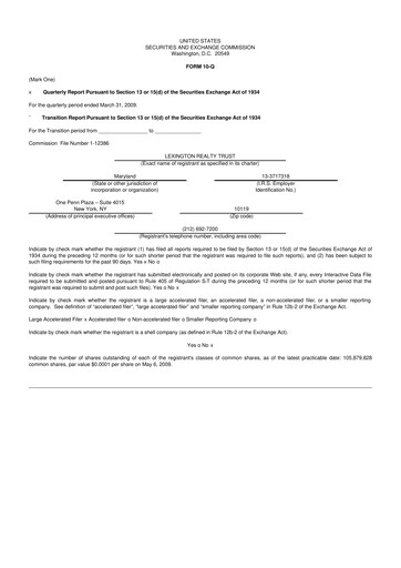 Thumbnail LXP Industrial Trust 10-Q Quarterly Report FY 