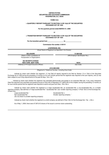 Thumbnail LivePerson 10-Q Quarterly Report FY 