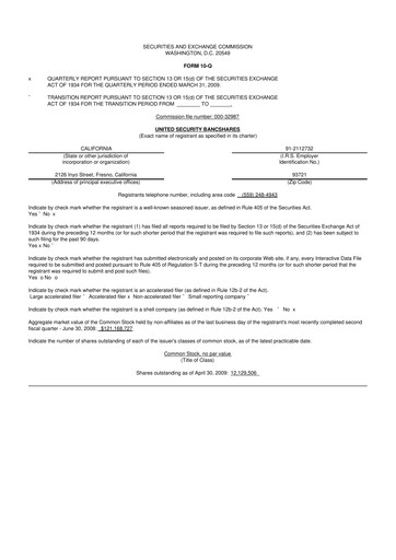 Thumbnail United Security Bancshares 10-Q Quarterly Report FY 