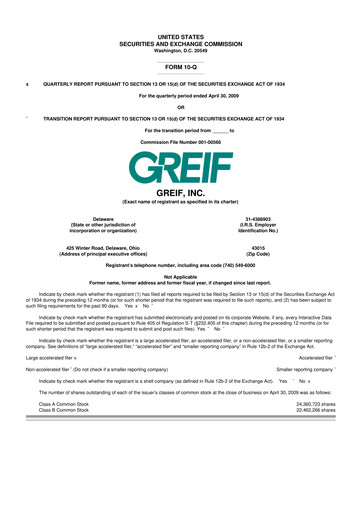 Thumbnail Greif 10-Q Quarterly Report FY 