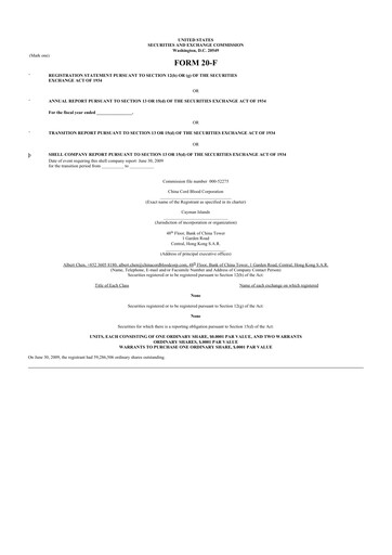 Thumbnail Global Cord Blood 20-F Annual Report 