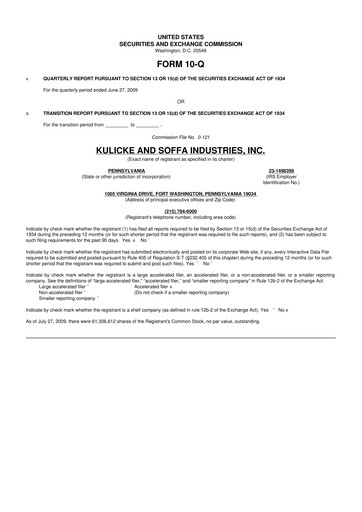Thumbnail Kulicke and Soffa Industries 10-Q Quarterly Report FY 