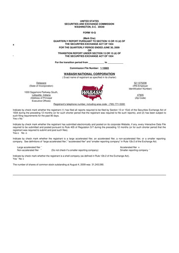 Vorschaubild Wabash National
 10-Q Quartalsbericht  