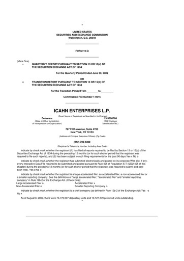 Thumbnail Icahn Enterprises
 10-Q Quarterly Report FY 