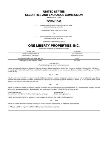 Thumbnail One Liberty Properties 10-Q Quarterly Report FY 