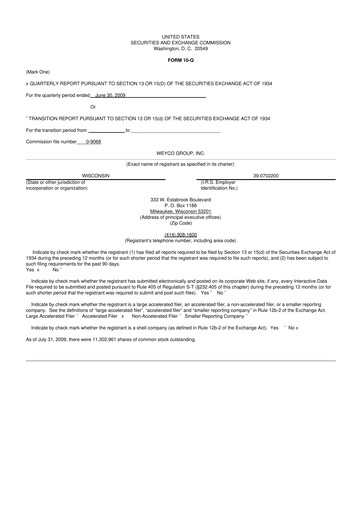 Thumbnail Weyco Group 10-Q Quarterly Report FY 